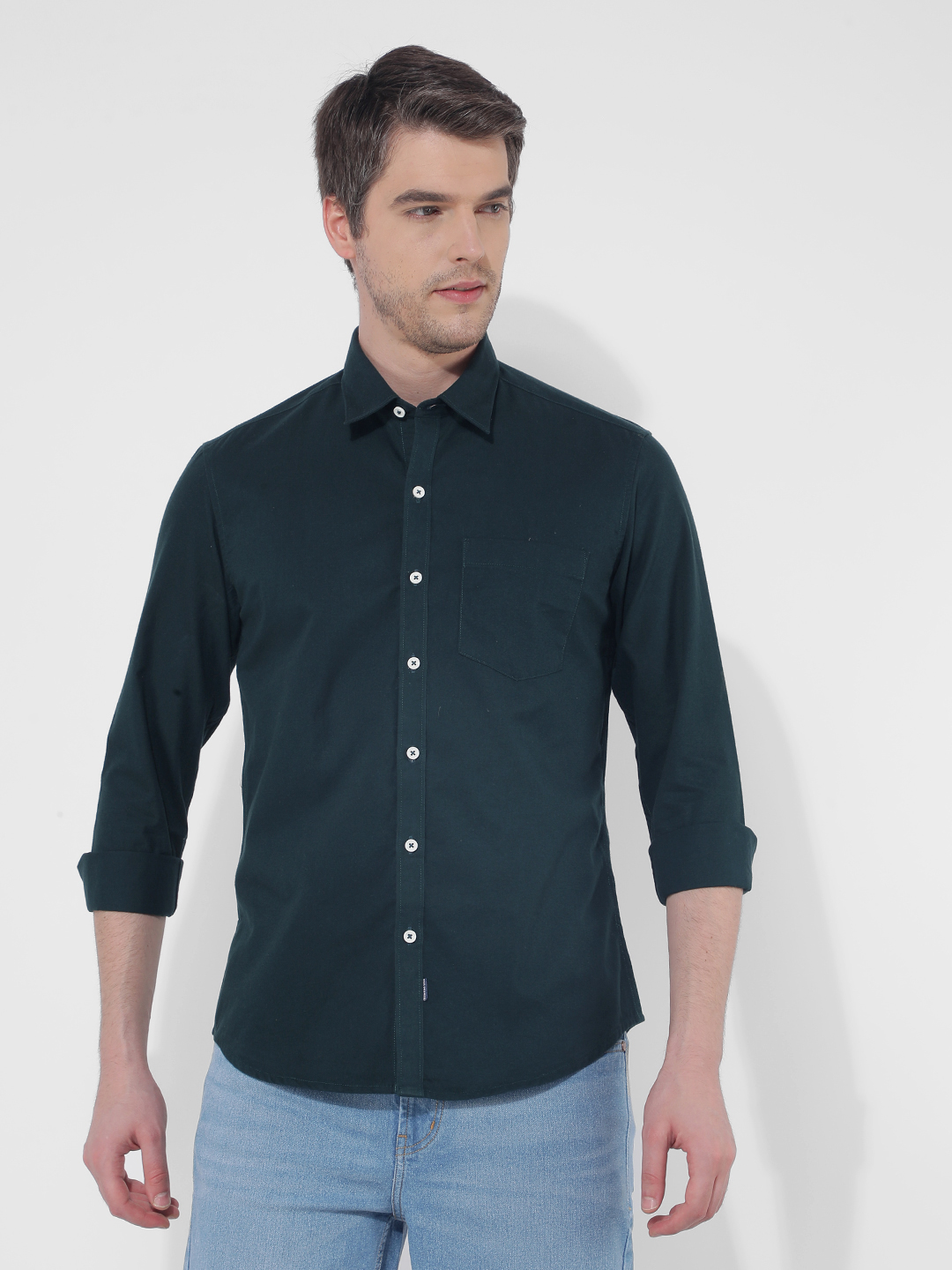 Numero Uno Men Solid Green Shirt